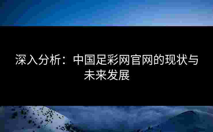 深入分析:中国足彩网官网的现状与未来发展 深入分析:中国足彩网官网的现状与未来发展