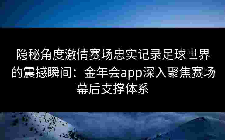 隐秘角度激情赛场忠实记录足球世界的震撼瞬间：金年会app深入聚焦赛场幕后支撑体系